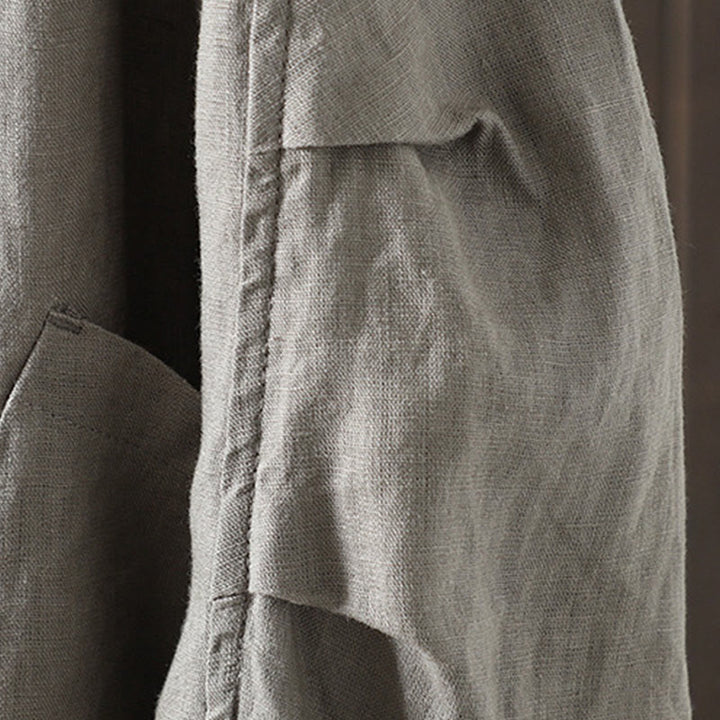 Veste en coton à col en V et poches pour femme, motif Buddha Stones, couleur pure - image 25