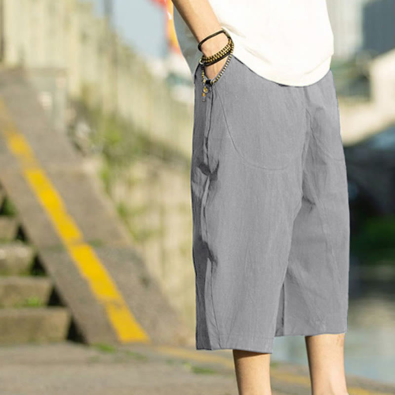 Pantalon d'été en coton et lin avec cordon de serrage et poches pour homme, taille 7-8, motif Buddha Stones - image 2
