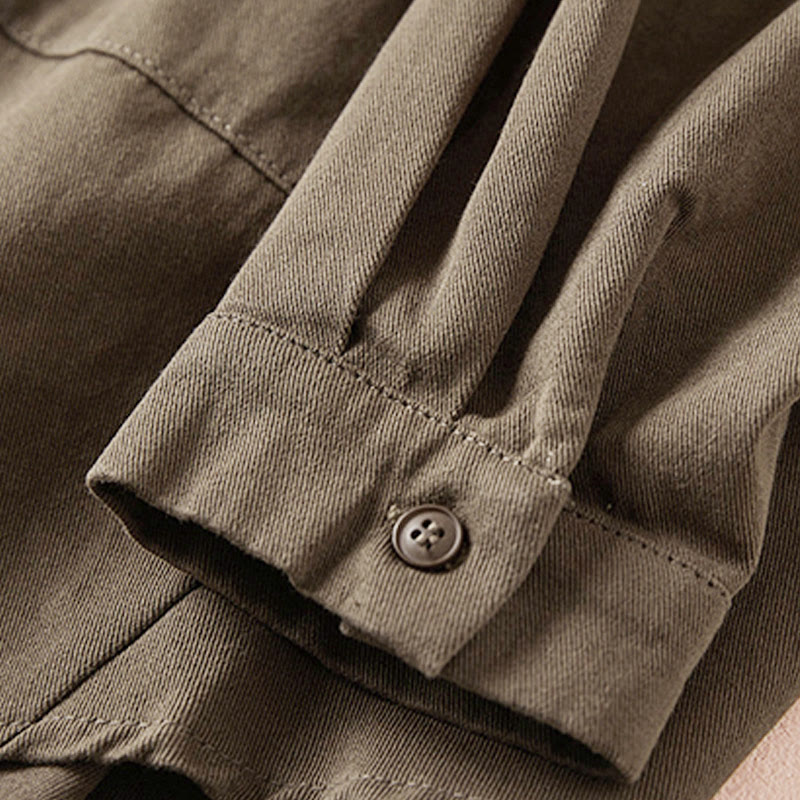 Veste à revers en coton et lin pour femme, manches longues, motif irrégulier, motif Buddha Stones Fall, avec poches - image 19