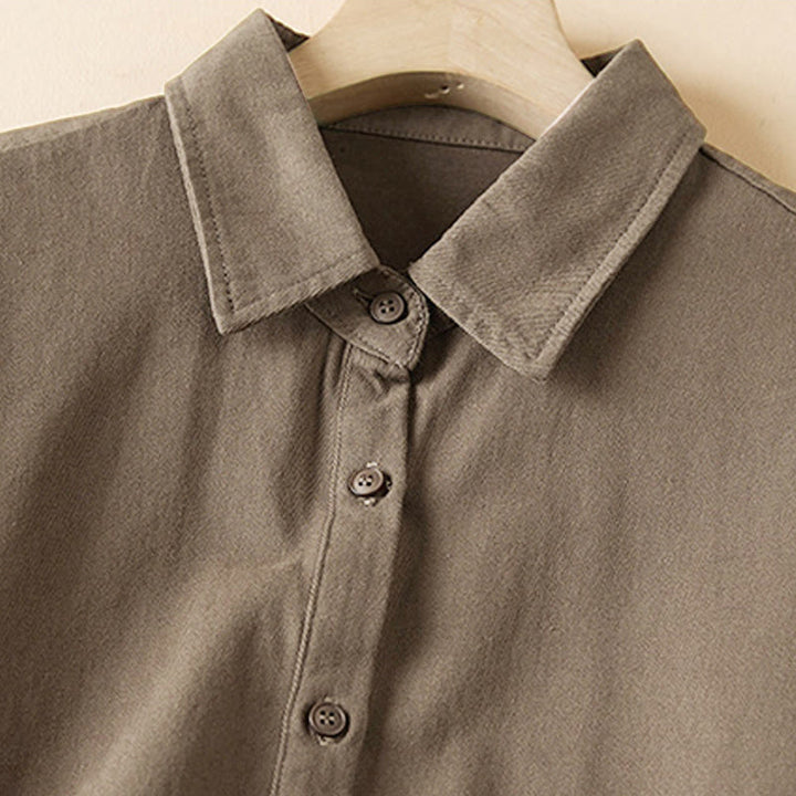 Veste à revers en coton et lin pour femme, manches longues, motif irrégulier, motif Buddha Stones Fall, avec poches - image 14