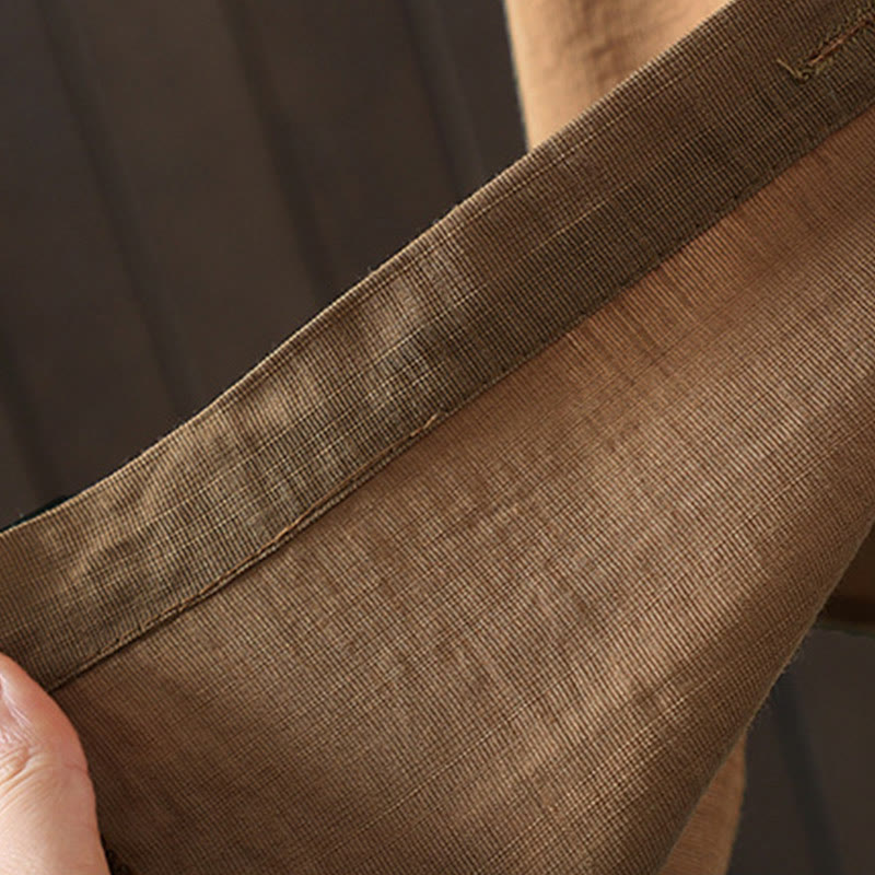 Manteau en coton uni avec poches et boutons Buddha Stones pour femme - image 8