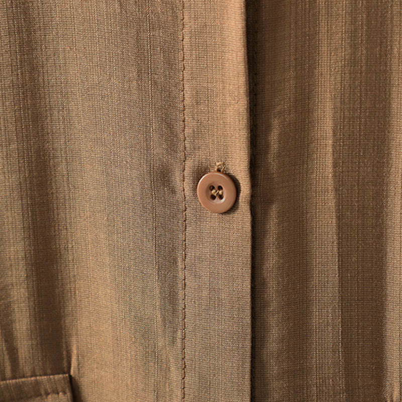 Manteau en coton uni avec poches et boutons Buddha Stones pour femme - image 7