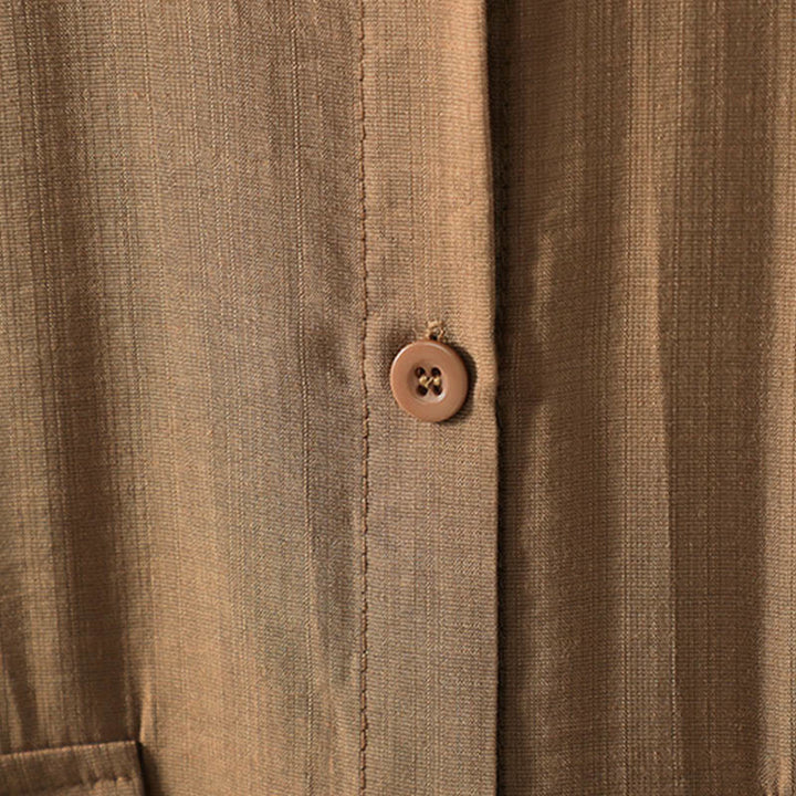 Manteau en coton uni avec poches et boutons Buddha Stones pour femme - image 7