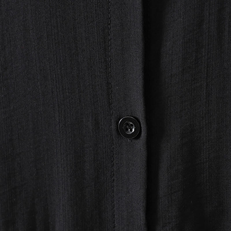 Manteau en coton uni avec poches et boutons Buddha Stones pour femme - image 13