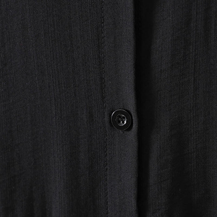 Manteau en coton uni avec poches et boutons Buddha Stones pour femme - image 13