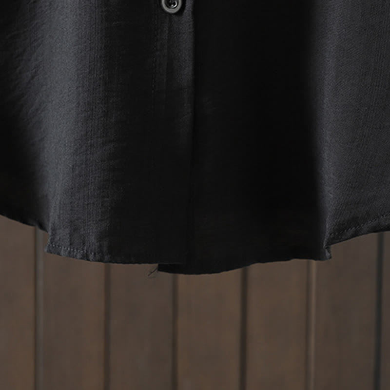 Manteau en coton uni avec poches et boutons Buddha Stones pour femme - image 14