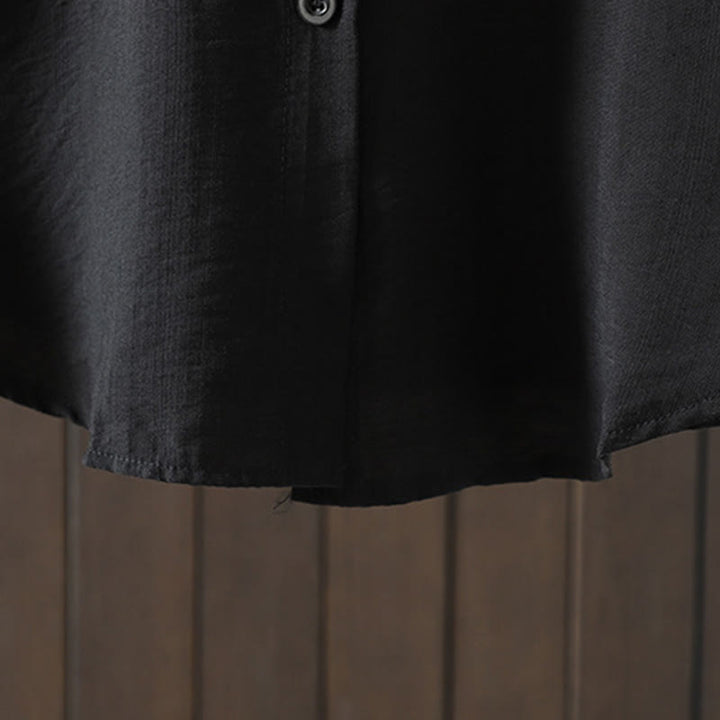 Manteau en coton uni avec poches et boutons Buddha Stones pour femme - image 14