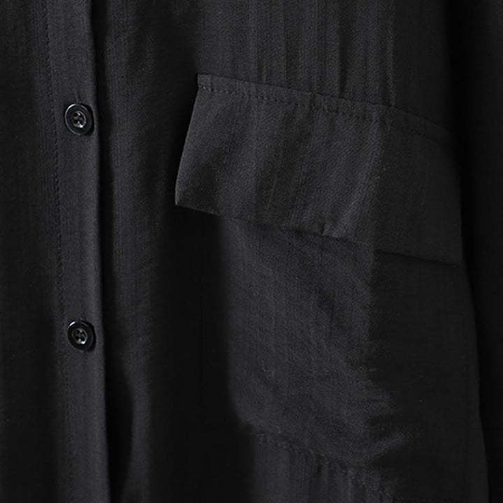 Manteau en coton uni avec poches et boutons Buddha Stones pour femme - image 15