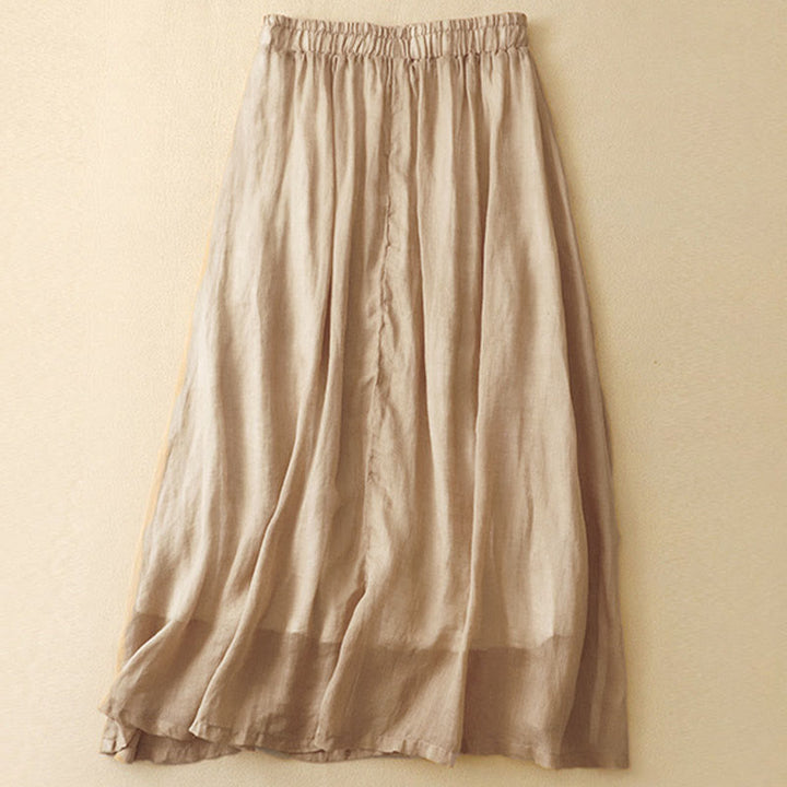 Jupe en coton et lin pour femme, motif Buddha Stones vintage avec broderies et boutons, longueur 7-8 - image 11