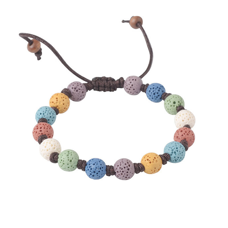 Bracelet de soutien en pierre de lave colorée Buddha Stones - image 4