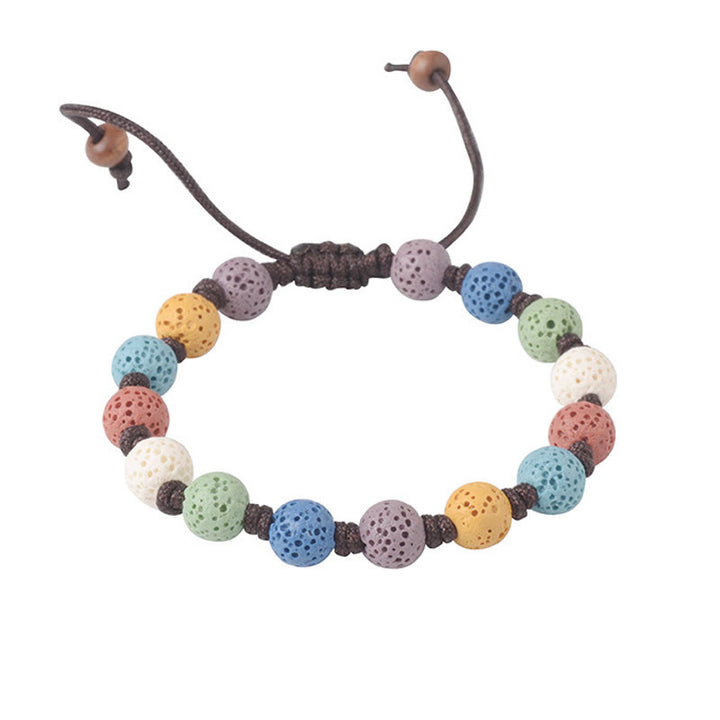 Bracelet de soutien en pierre de lave colorée Buddha Stones - image 4
