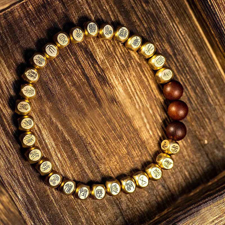 Bracelet de richesse en perles de bois de jujubier frappées par la foudre, Buddha Stones , cuivre, laiton - Cuivre Laiton (circonférence du poignet : 18-24 cm) - image 6
