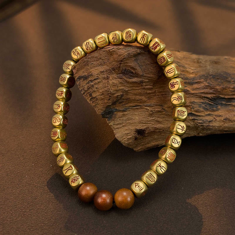 Bracelet de richesse en perles de bois de jujubier frappées par la foudre, Buddha Stones , cuivre, laiton - image 2