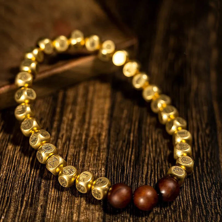 Bracelet de richesse en perles de bois de jujubier frappées par la foudre, Buddha Stones , cuivre, laiton - image 7