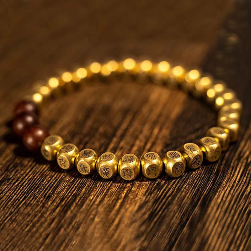 Bracelet de richesse en perles de bois de jujubier frappées par la foudre, Buddha Stones , cuivre, laiton - image 8