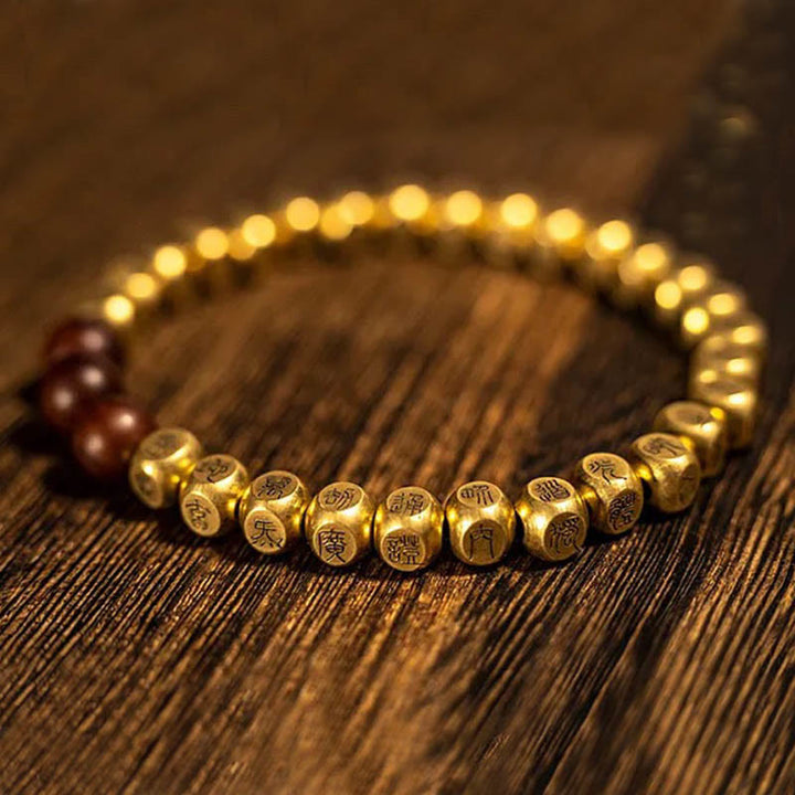 Bracelet de richesse en perles de bois de jujubier frappées par la foudre, Buddha Stones , cuivre, laiton - image 8