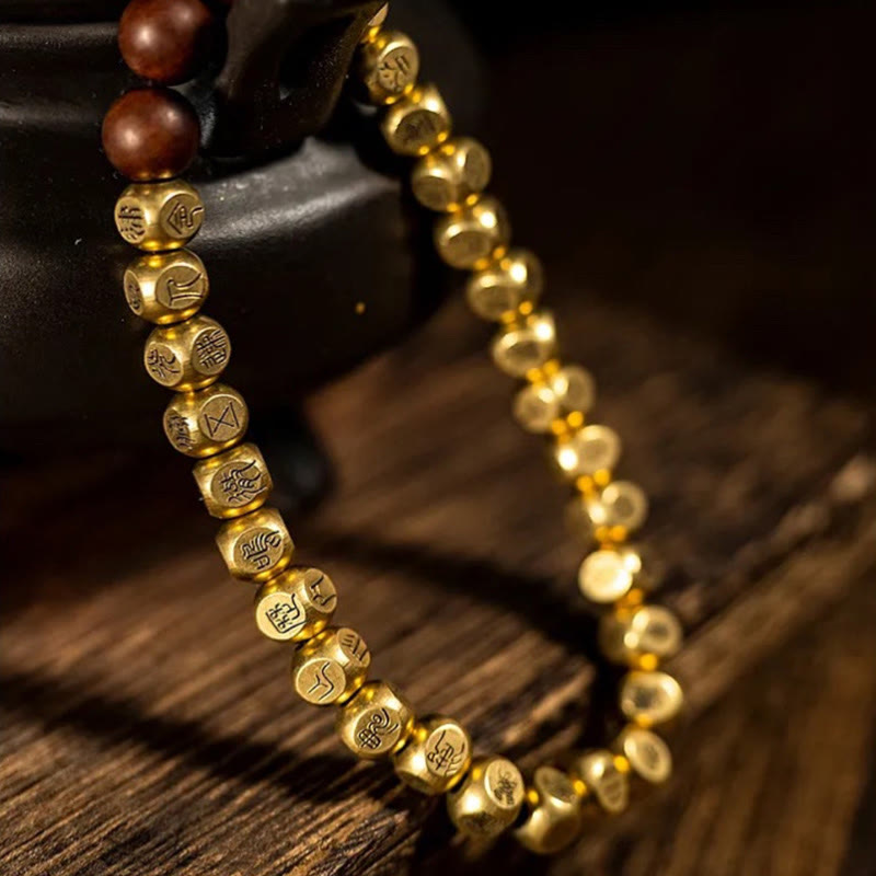 Bracelet de richesse en perles de bois de jujubier frappées par la foudre, Buddha Stones , cuivre, laiton - image 9