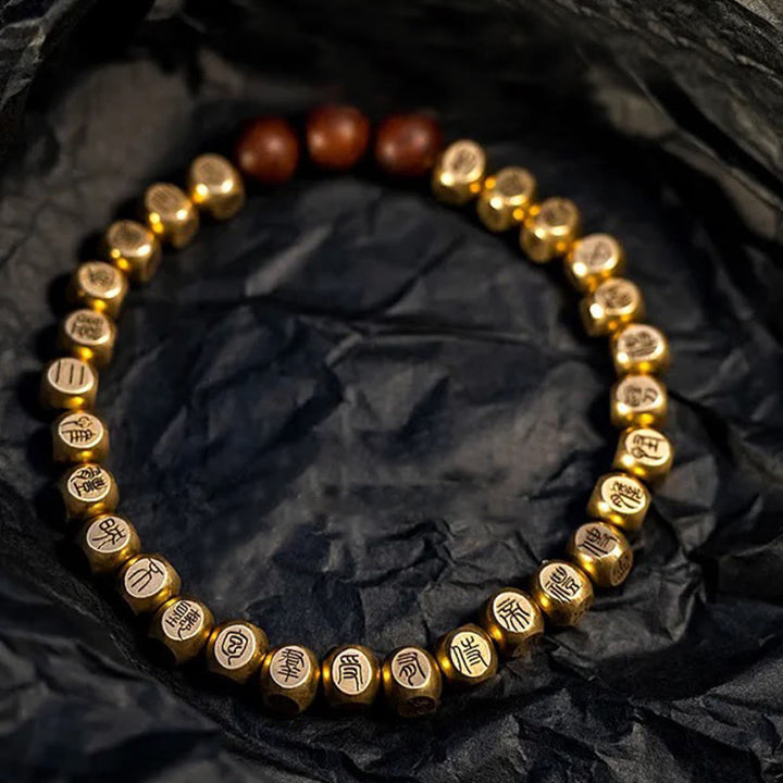 Bracelet de richesse en perles de bois de jujubier frappées par la foudre, Buddha Stones , cuivre, laiton - image 11