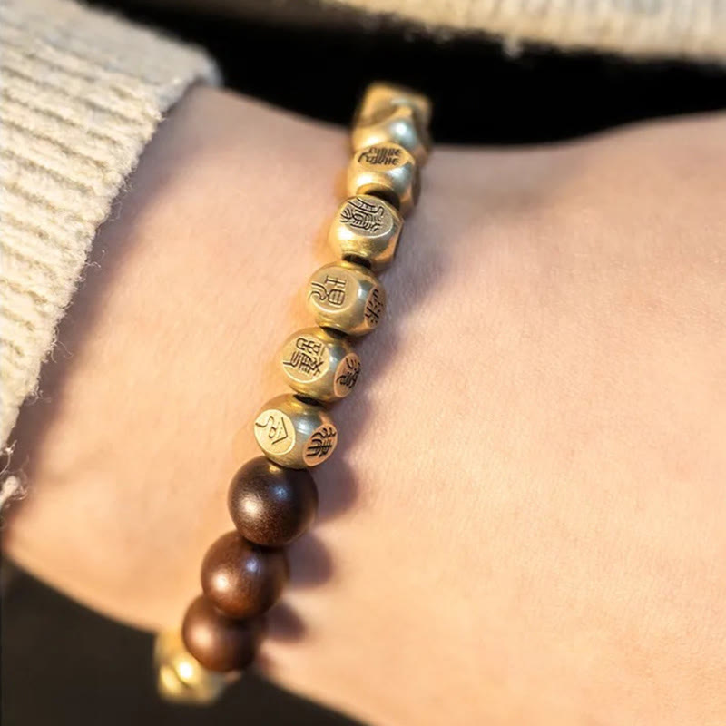 Bracelet de richesse en perles de bois de jujubier frappées par la foudre, Buddha Stones , cuivre, laiton - image 12