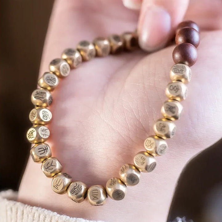 Bracelet de richesse en perles de bois de jujubier frappées par la foudre, Buddha Stones , cuivre, laiton - image 14