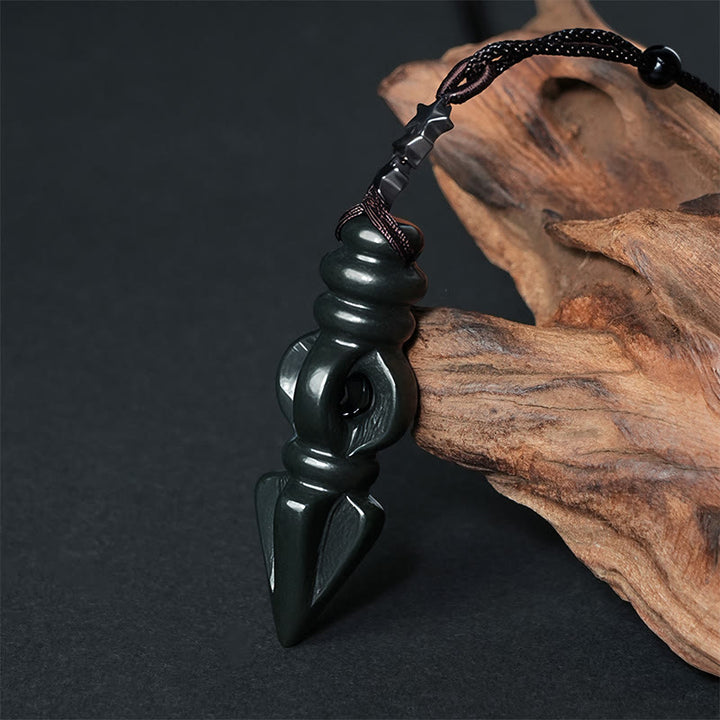 Collier pendentif en Buddha Stones tibétain Hetian cyan jade pilon Vajra Dorje étoile harmonie - Vajra de jade cyan - image 1