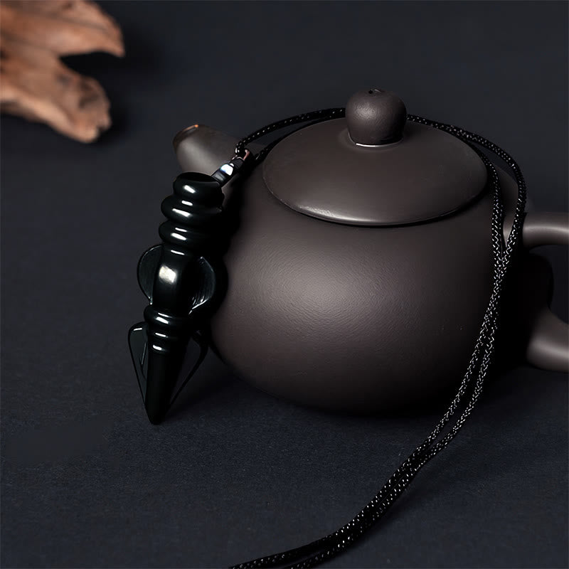 Collier pendentif en Buddha Stones tibétain Hetian cyan jade pilon Vajra Dorje étoile harmonie - image 3