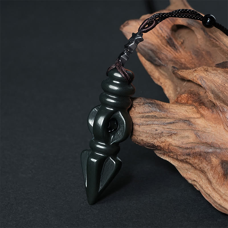 Collier pendentif en Buddha Stones tibétain Hetian cyan jade pilon Vajra Dorje étoile harmonie - Vajra de jade cyan - image 0
