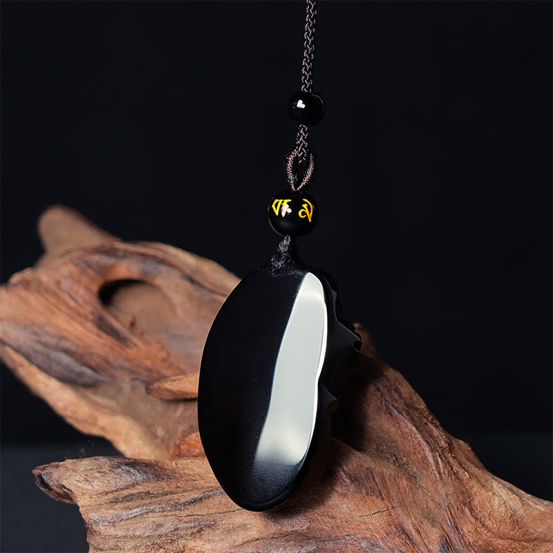 Collier pendentif force amphioxus en obsidienne noire naturelle de Buddha Stones - image 5