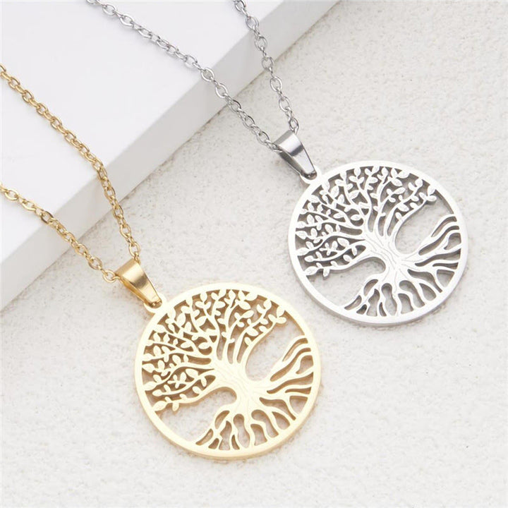 Collier pendentif Buddha Stones L'Arbre de Vie en acier titane - image 12