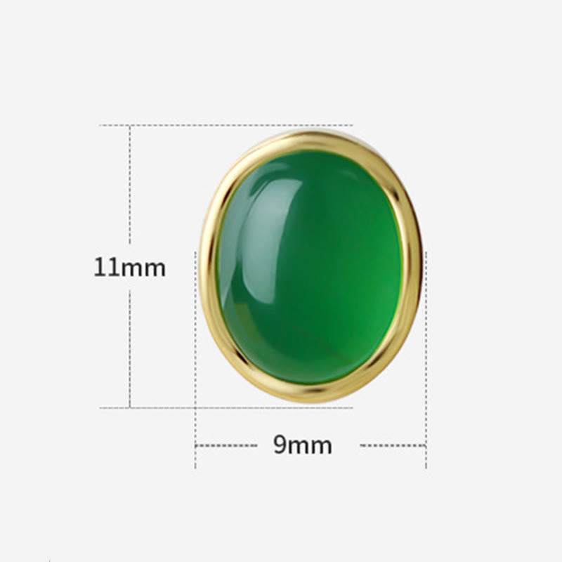 Boucles d'oreilles Buddha Stones en argent sterling 925 et calcédoine verte dorée  - image 3