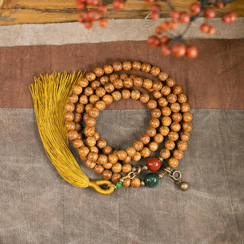 Bracelet à pampilles en 108 perles de Mala Bodhi Seed Sagesse Paix Buddha Stones - 18 cm - image 1