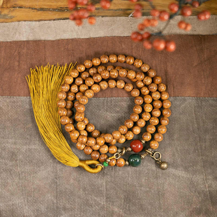 Bracelet à pampilles en 108 perles de Mala Bodhi Seed Sagesse Paix Buddha Stones - 18 cm - image 1