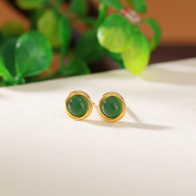 Boucles d'oreilles porte-bonheur en argent sterling 925 avec Buddha Stones , jade, agate et ambre  - image 2