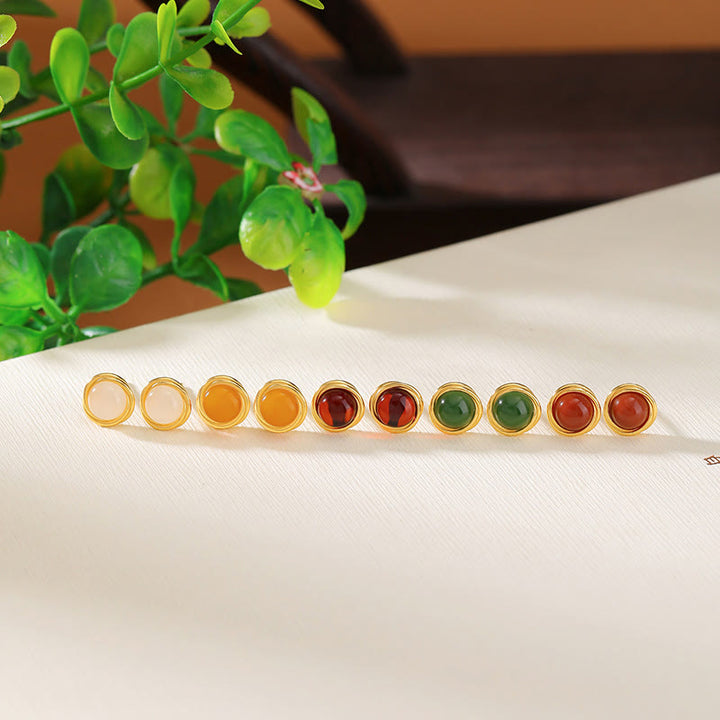 Boucles d'oreilles porte-bonheur en argent sterling 925 avec Buddha Stones , jade, agate et ambre  - image 22