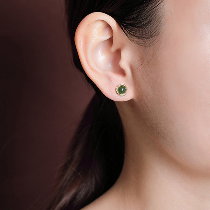 Boucles d'oreilles porte-bonheur en argent sterling 925 avec Buddha Stones , jade, agate et ambre  - image 3