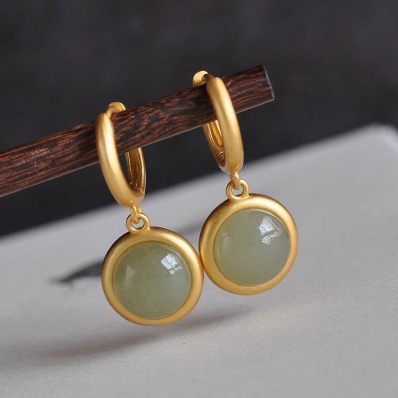 Boucles d'oreilles Buddha Stones en argent sterling 925, jade blanc et agate  - Jade (poteaux en argent sterling 925) - image 5