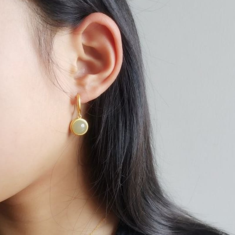 Boucles d'oreilles Buddha Stones en argent sterling 925, jade blanc et agate  - image 6