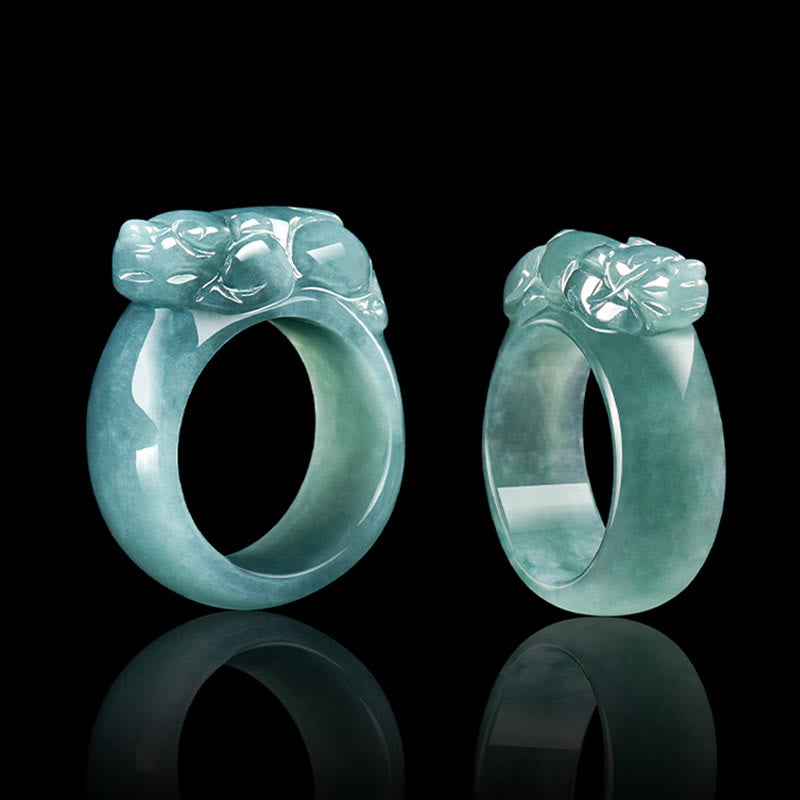 Bague porte-bonheur en jade PiXiu, Buddha Stones Fengshui, richesse et prospérité - image 3