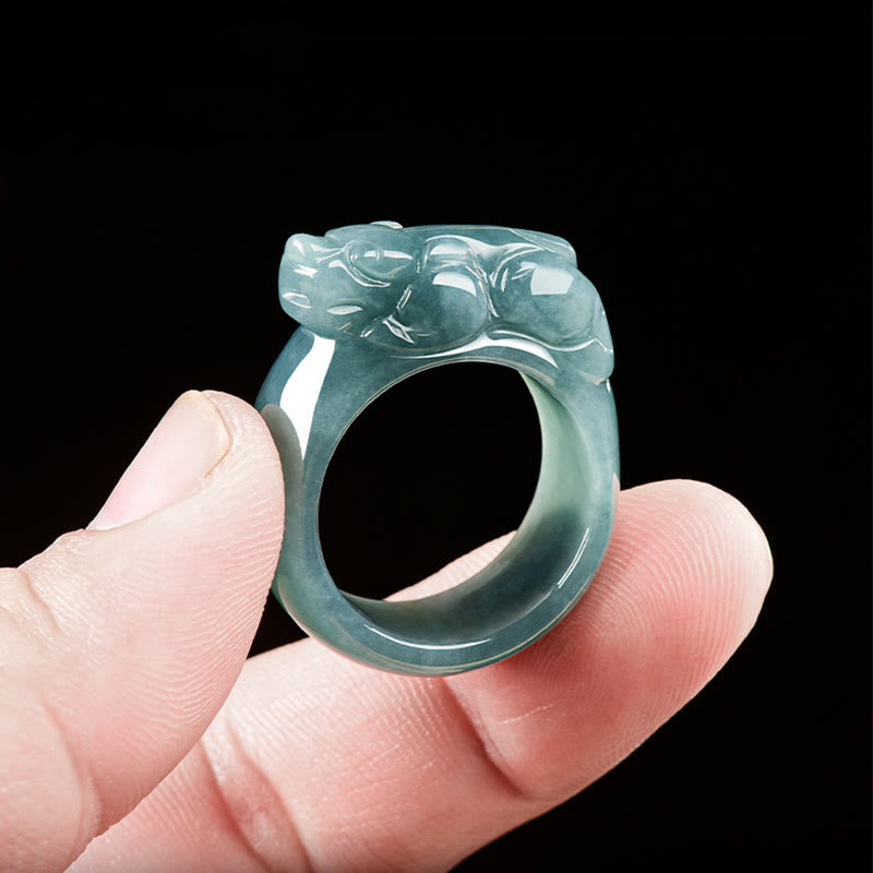 Bague porte-bonheur en jade PiXiu, Buddha Stones Fengshui, richesse et prospérité - image 4