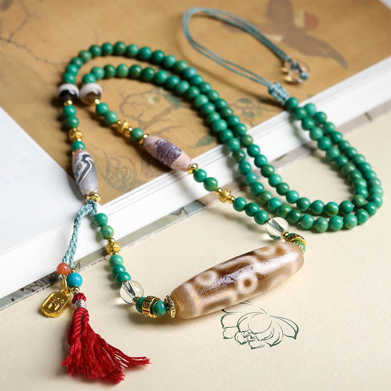 Collier pendentif de protection en perles turquoises et Buddha Stones tibétaines - image 5