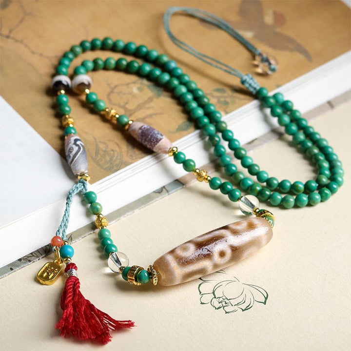 Collier pendentif de protection en perles turquoises et Buddha Stones tibétaines - image 5