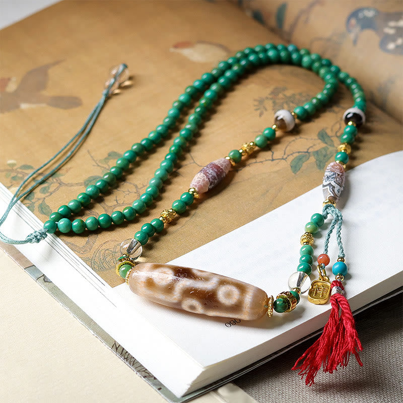 Collier pendentif de protection en perles turquoises et Buddha Stones tibétaines - image 3