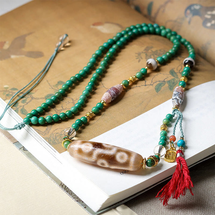 Collier pendentif de protection en perles turquoises et Buddha Stones tibétaines - image 3