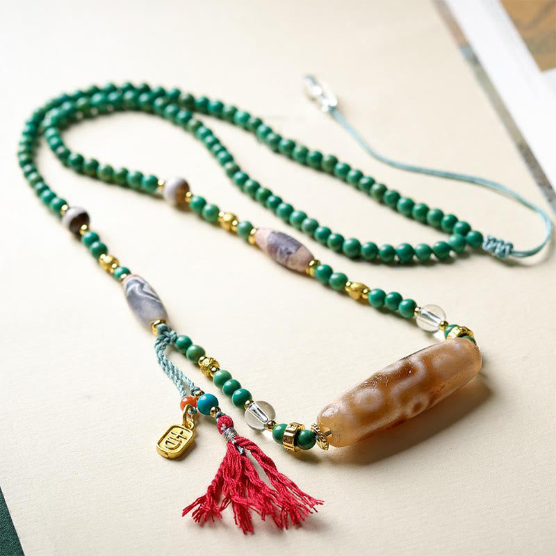 Collier pendentif de protection en perles turquoises et Buddha Stones tibétaines - image 4
