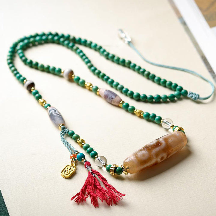 Collier pendentif de protection en perles turquoises et Buddha Stones tibétaines - image 4