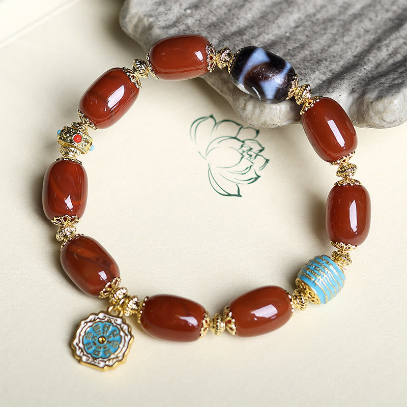 Bracelet de pouvoir en perles d'agate rouge du Sud naturelle de Buddha Stones Bagua Dzi - image 3