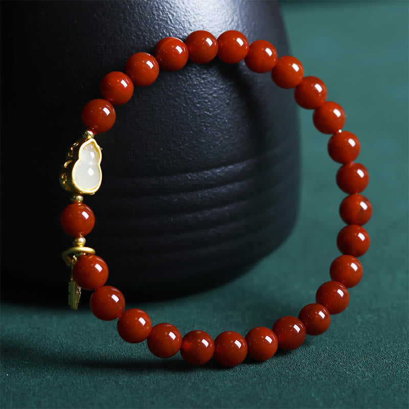Bracelet positif en Buddha Stones rouge naturelle du Sud et jade Hetian - image 3