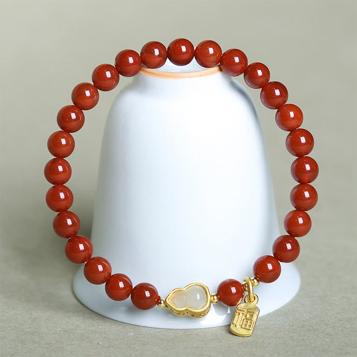 Bracelet positif en Buddha Stones rouge naturelle du Sud et jade Hetian - image 4
