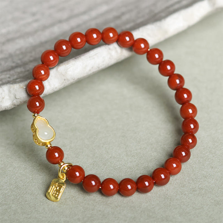 Bracelet positif en Buddha Stones rouge naturelle du Sud et jade Hetian - image 8