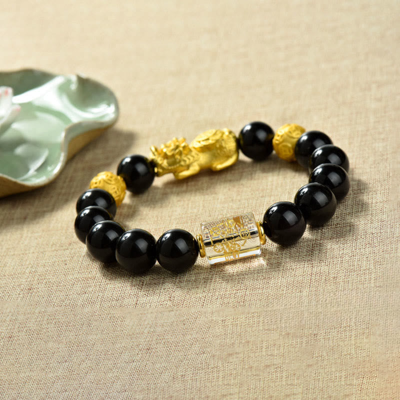 Bracelet de richesse en perles d'obsidienne arc-en-ciel en cuivre et Buddha Stones Fengshui Pixiu - image 19